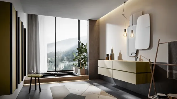 Edoné Nike 006 Wall-Mounted Bathroom Cabinet in Matte Ecru Lacquer