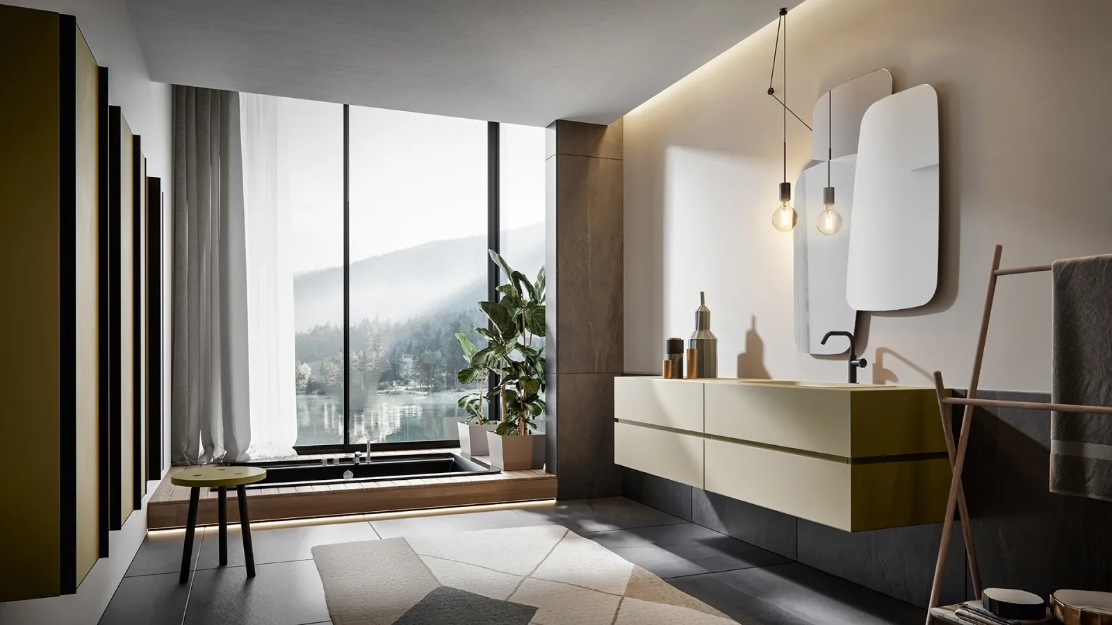 Edoné Nike 006 Wall-Mounted Bathroom Cabinet in Matte Ecru Lacquer