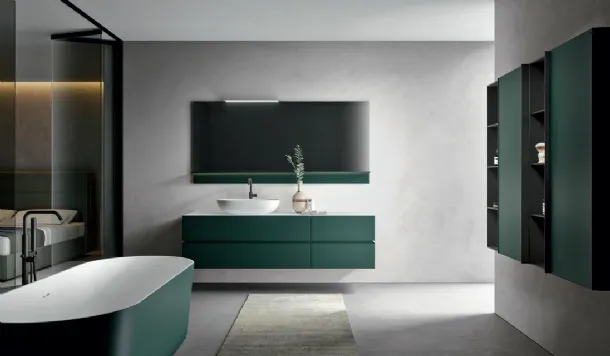 Matt lacquered wall-mounted Foresta Nike 2324 bathroom cabinet by Edoné