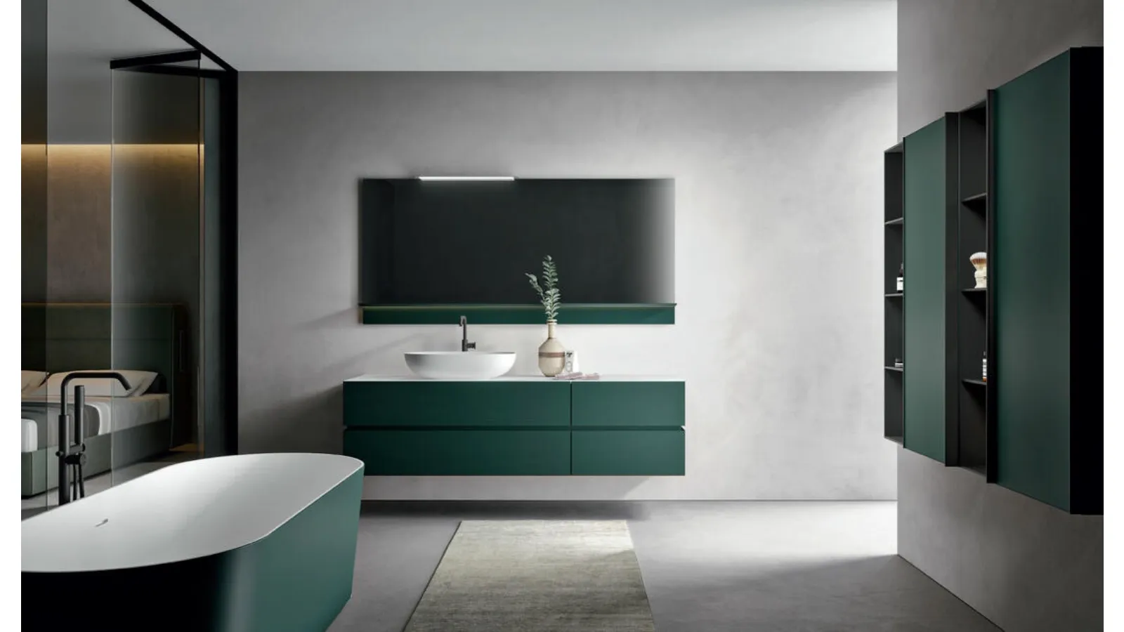 Matt lacquered wall-mounted Foresta Nike 2324 bathroom cabinet by Edoné