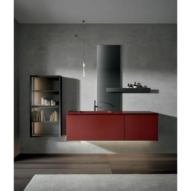 Lacquered Wall-Mounted Bathroom Cabinet Mogano Rea 002 by Edoné