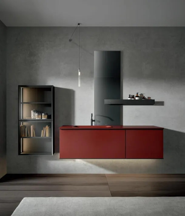 Lacquered Wall-Mounted Bathroom Cabinet Mogano Rea 002 by Edoné