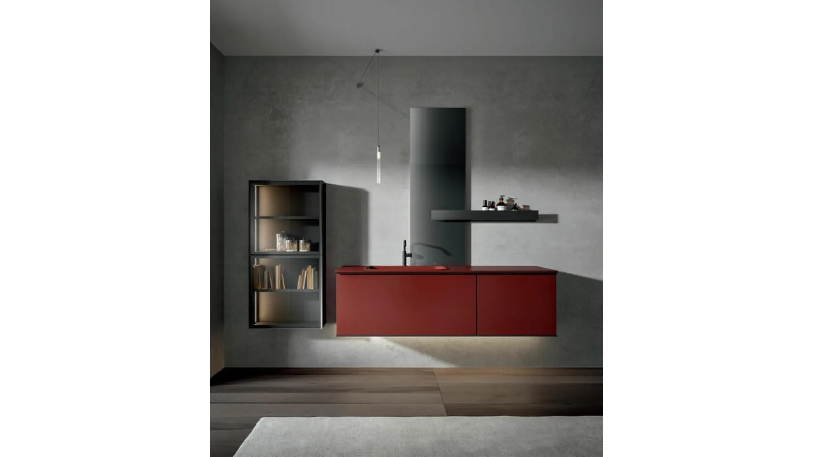 Lacquered Wall-Mounted Bathroom Cabinet Mogano Rea 002 by Edoné