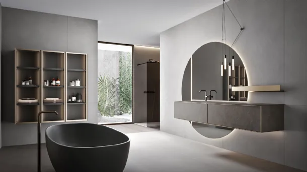 Rea 2311 suspended bathroom cabinet, Warm finish by Kerakoll by Edoné