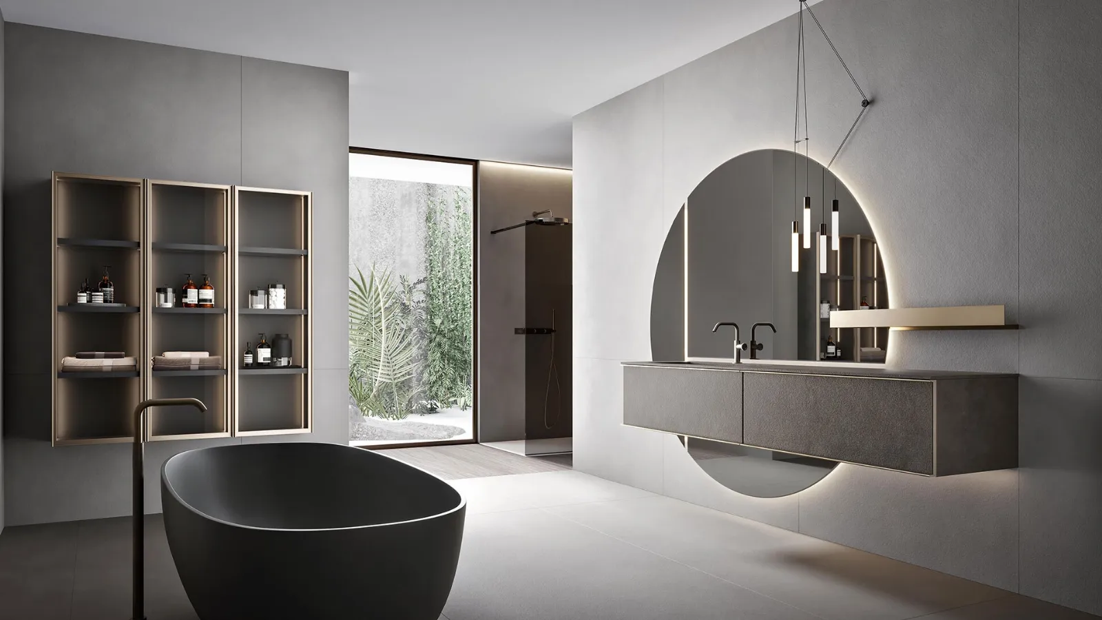 Rea 2311 suspended bathroom cabinet, Warm finish by Kerakoll by Edoné