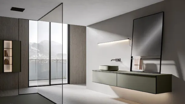 Rea 2315 Wall-Mounted Bathroom Cabinet in Matte Argilla Lacquer by Edoné