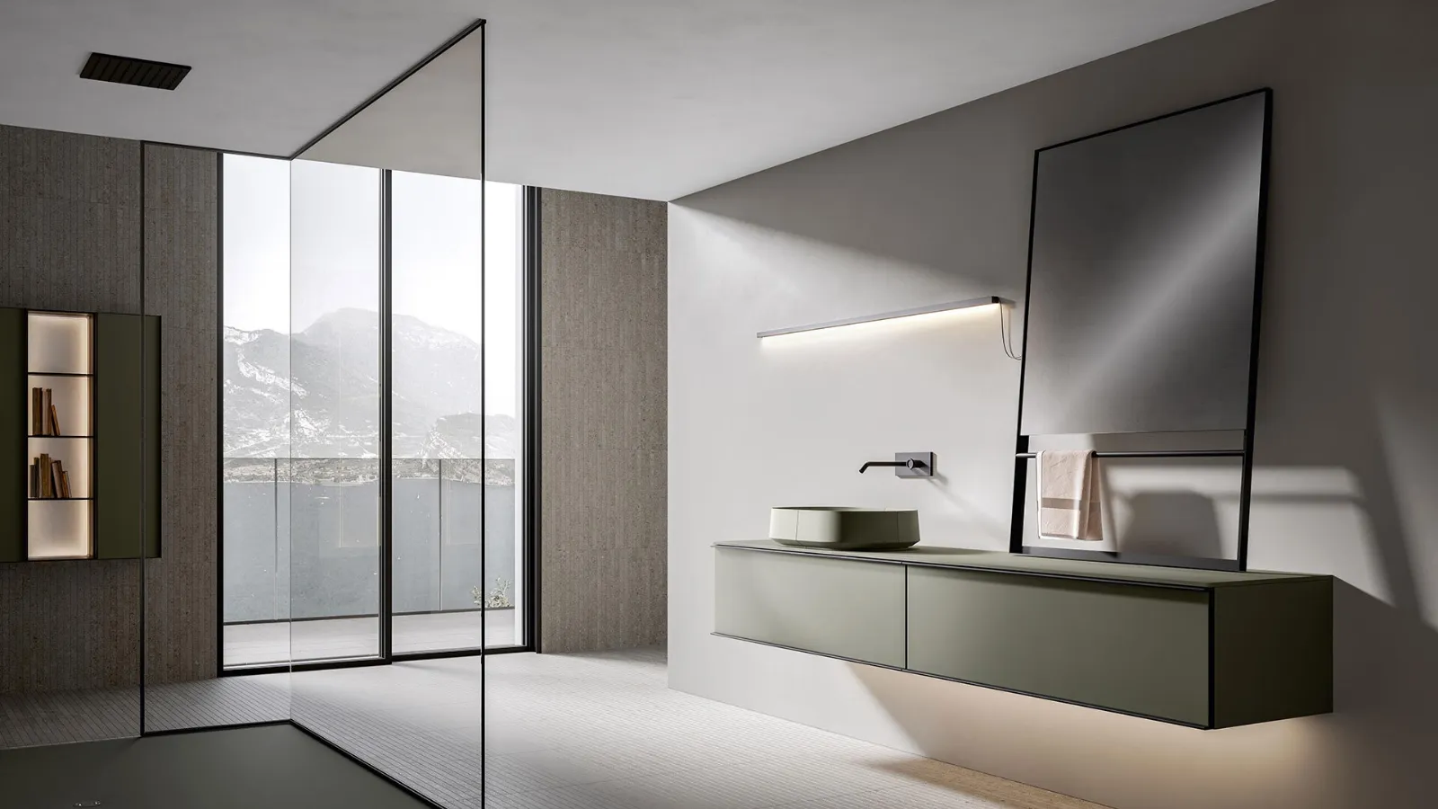 Rea 2315 Wall-Mounted Bathroom Cabinet in Matte Argilla Lacquer by Edoné