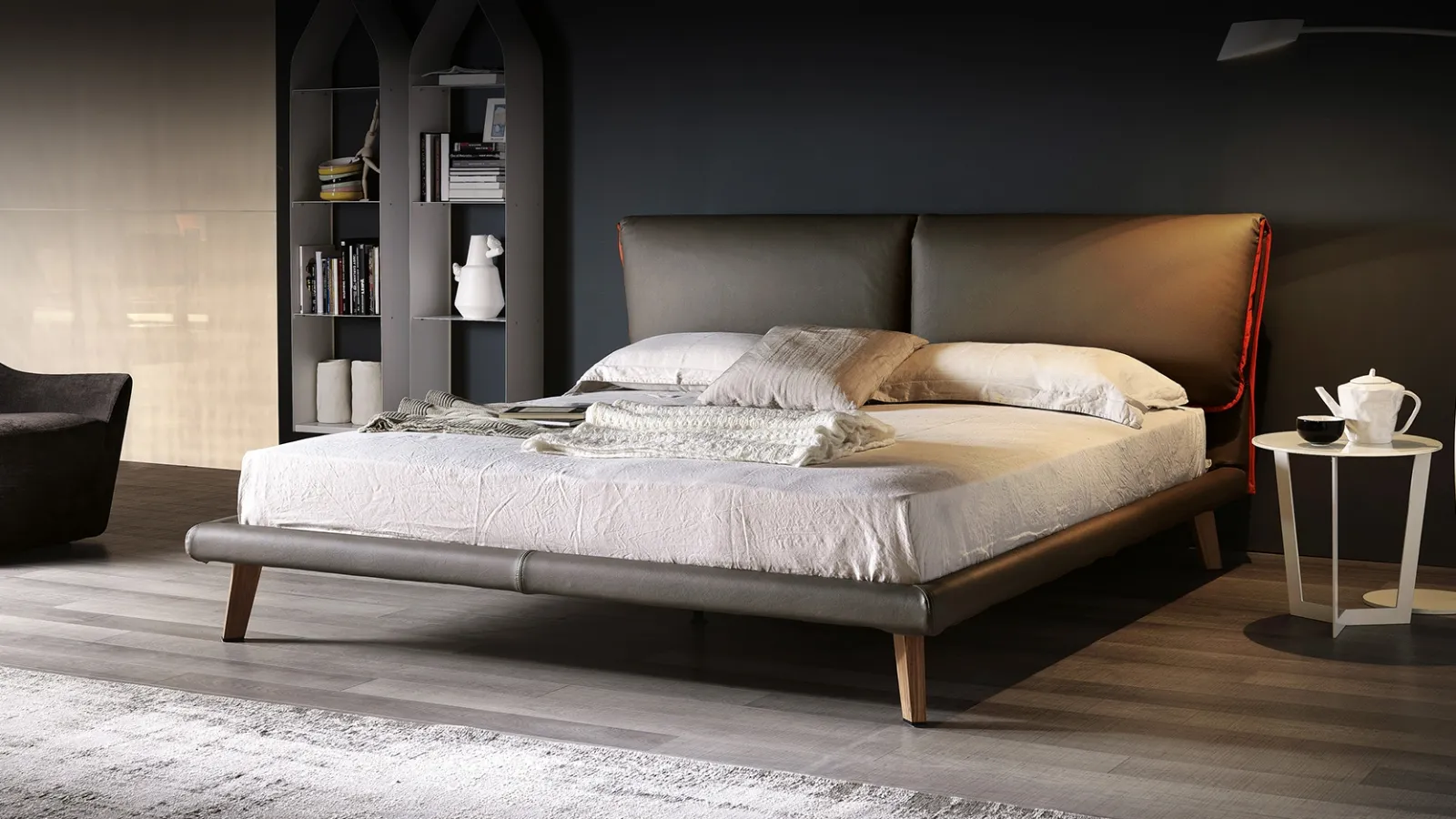 Upholstered bed with Adam headboard by Cattelan Italia
