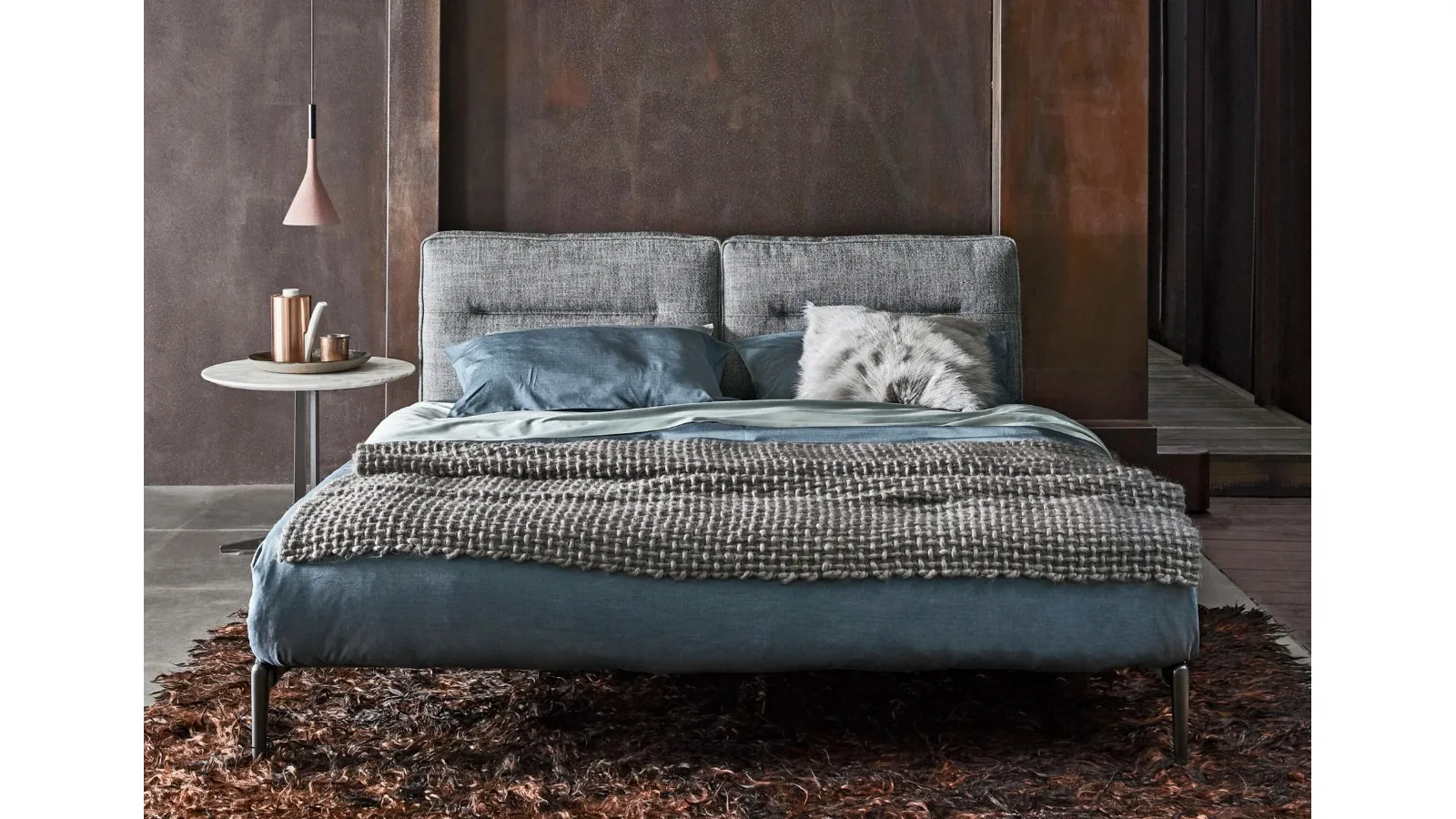 Upholstered fabric bed Adda by Flexform