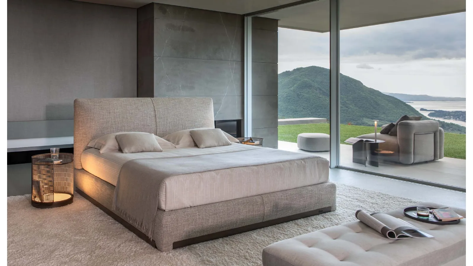 AtelierM upholstered fabric double bed by Flou