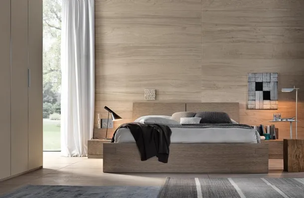 Double bed in oak with Avalon storage box by Giellesse