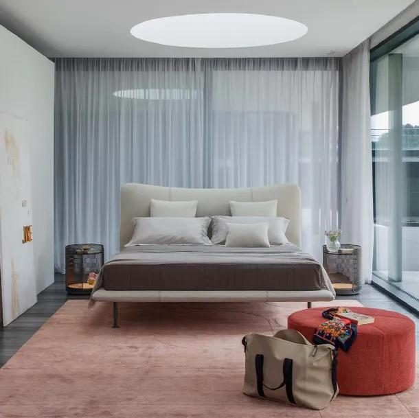 Baia upholstered fabric double bed by Flou