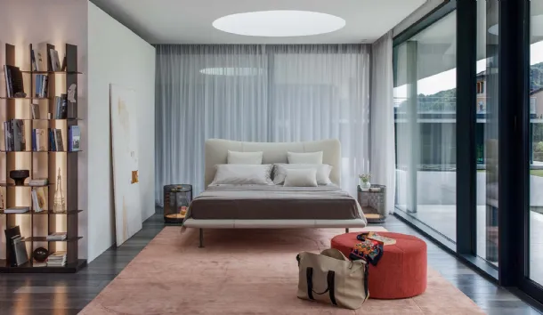 Baia upholstered fabric double bed by Flou
