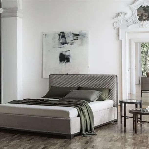 Fabric bed with padded headboard Bali by Alivar