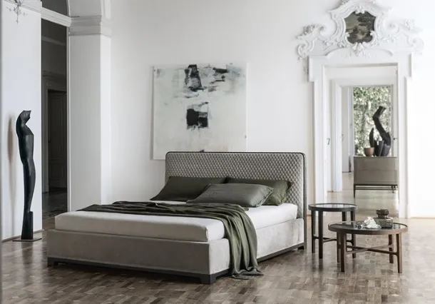 Fabric bed with padded headboard Bali by Alivar