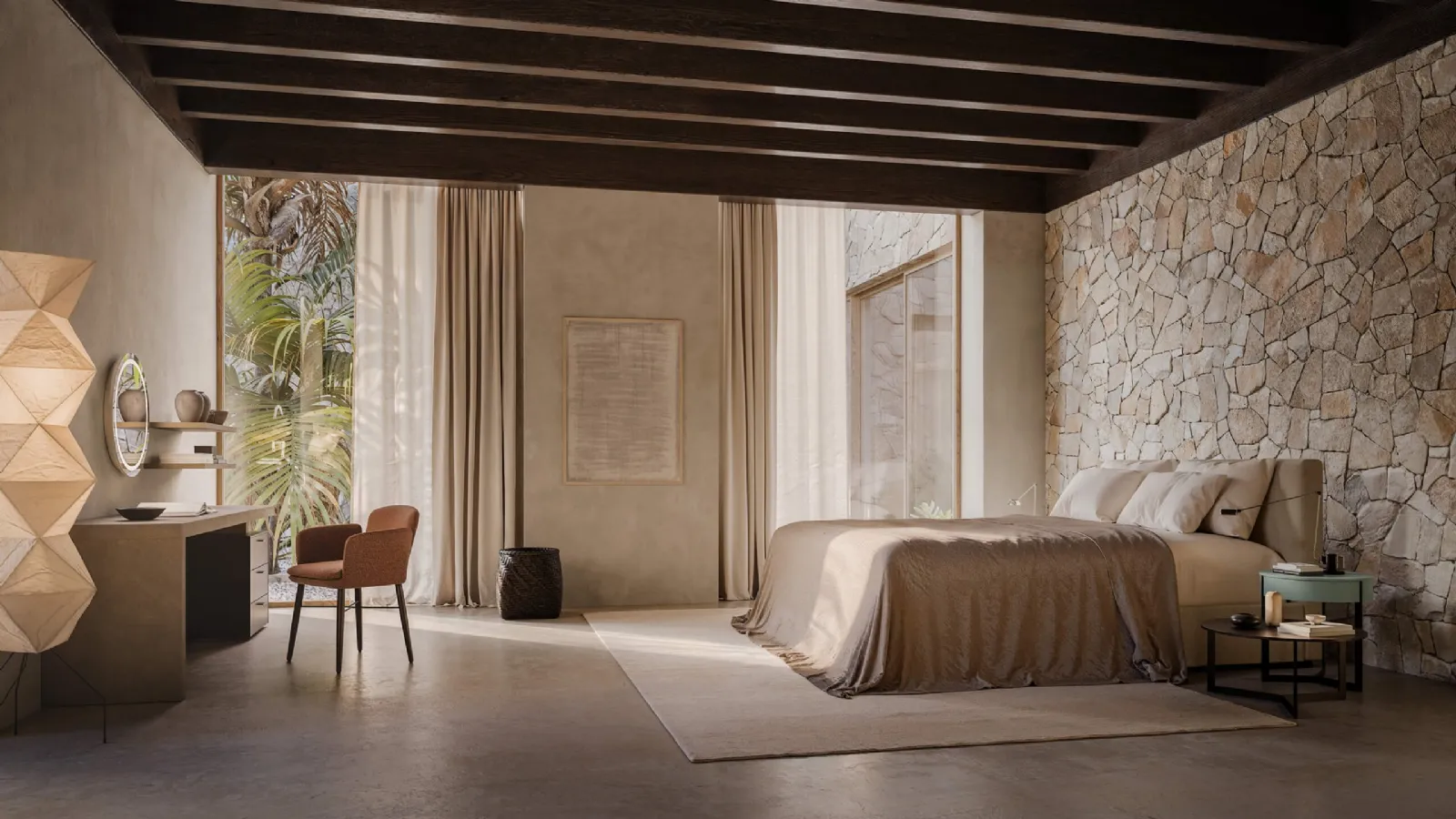 Double bed with storage box Camille by Lema