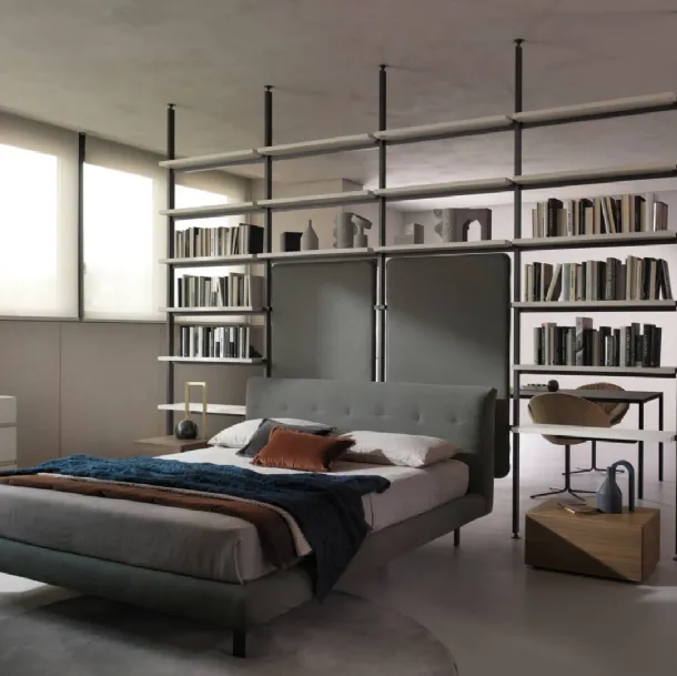 Upholstered fabric bed by Zalf