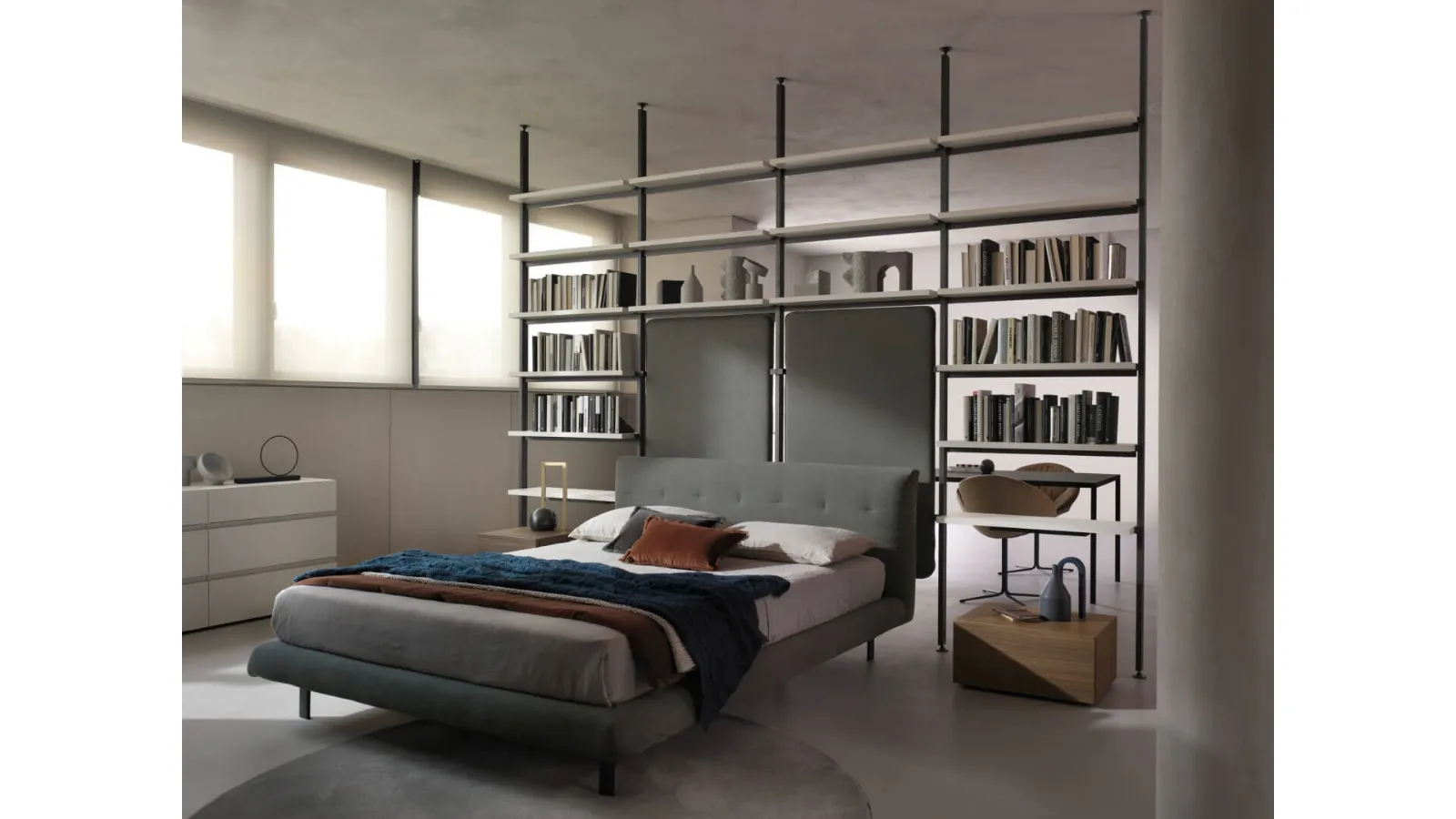 Upholstered fabric bed by Zalf