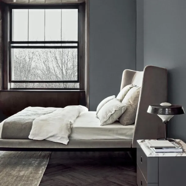 Dragonfly bed in fabric with Flexform headboard