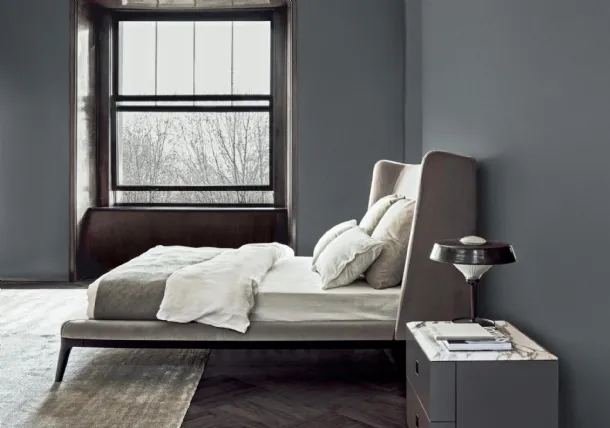 Dragonfly bed in fabric with Flexform headboard