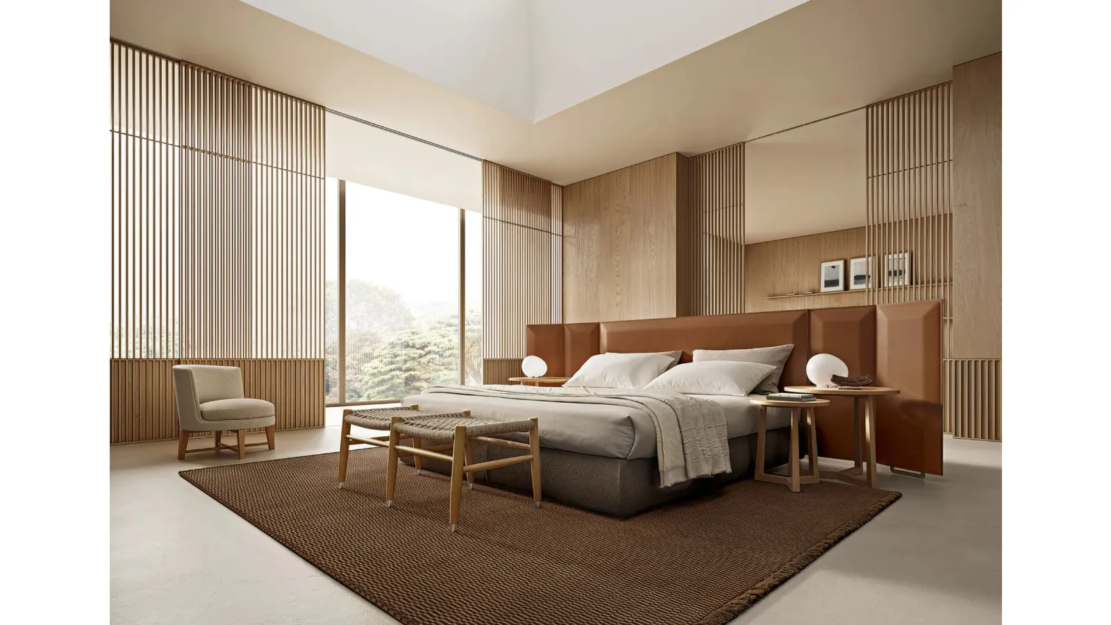 Bed with Eden headboard by Flexform
