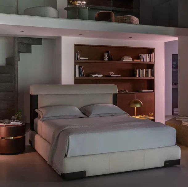 Bed with storage box Elia by Flou