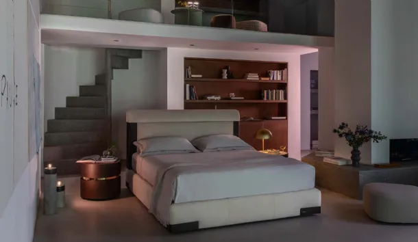 Bed with storage box Elia by Flou