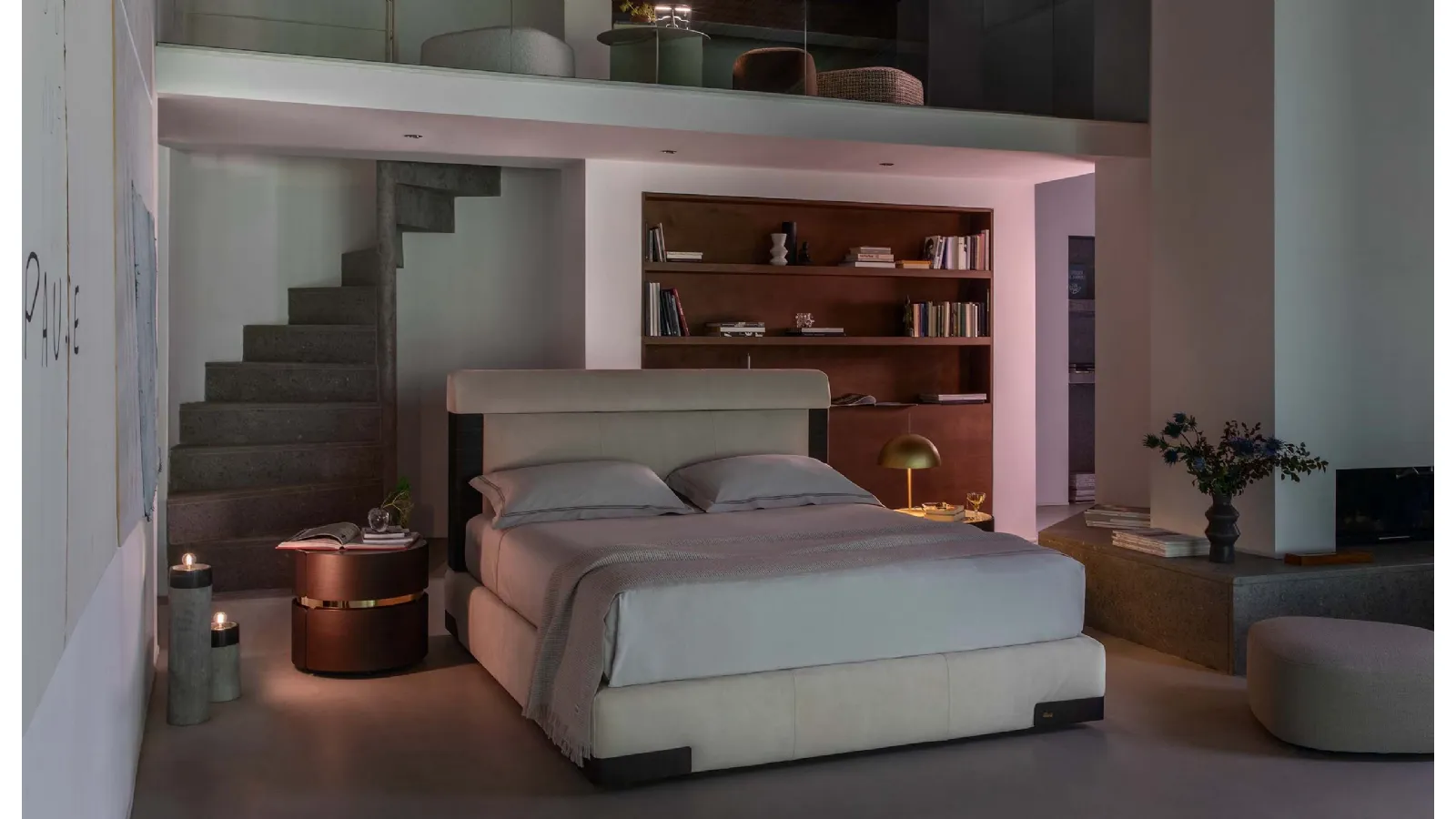 Bed with storage box Elia by Flou