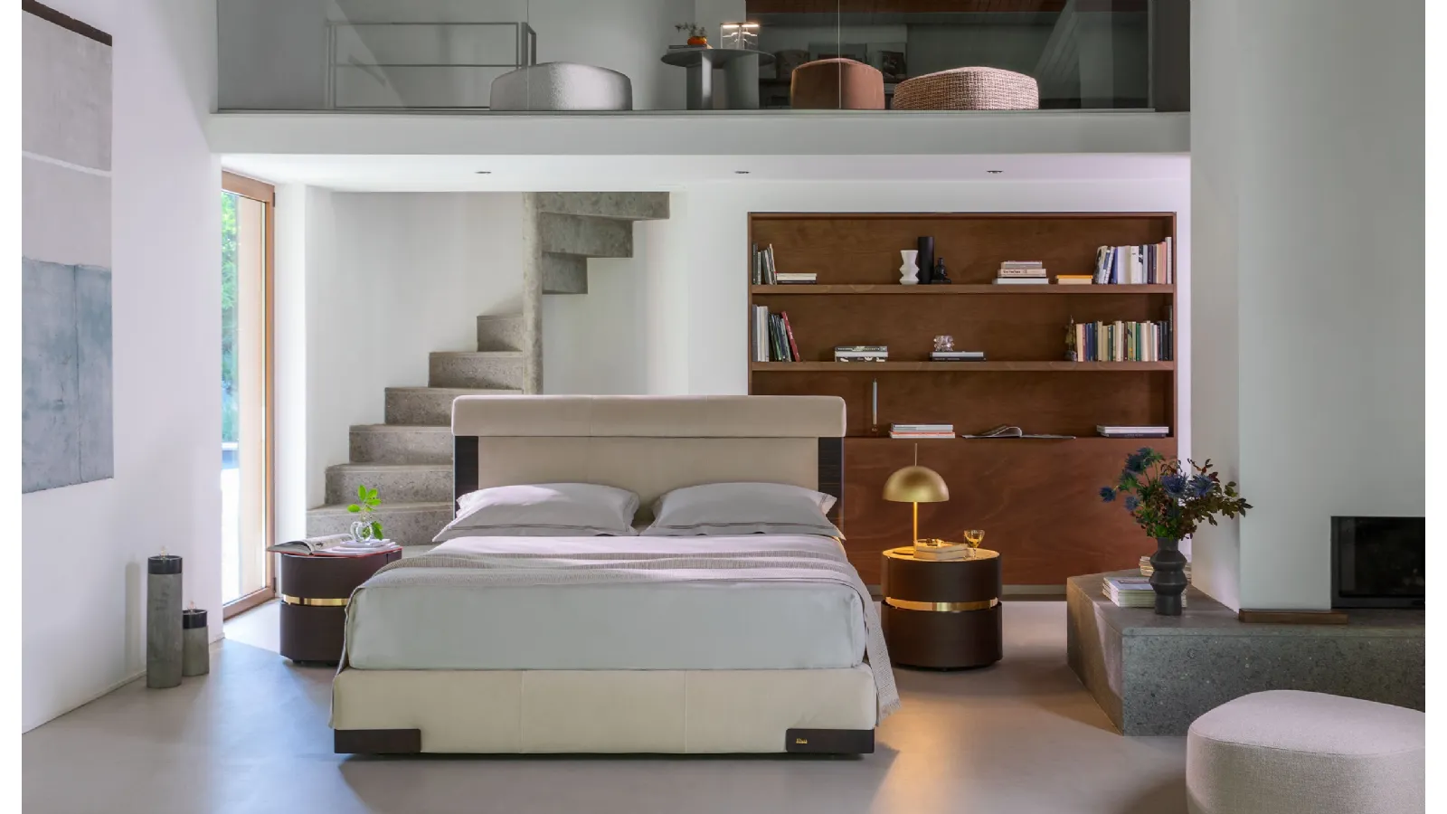 Bed with storage box Elia by Flou