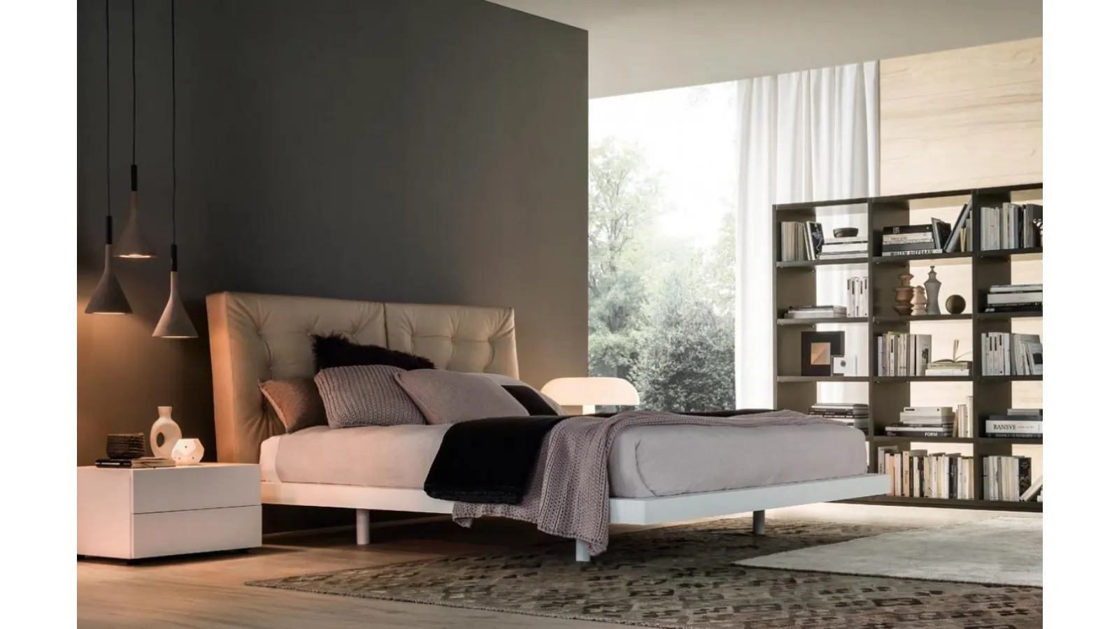 Bed with upholstered headboard Francis by Giellesse