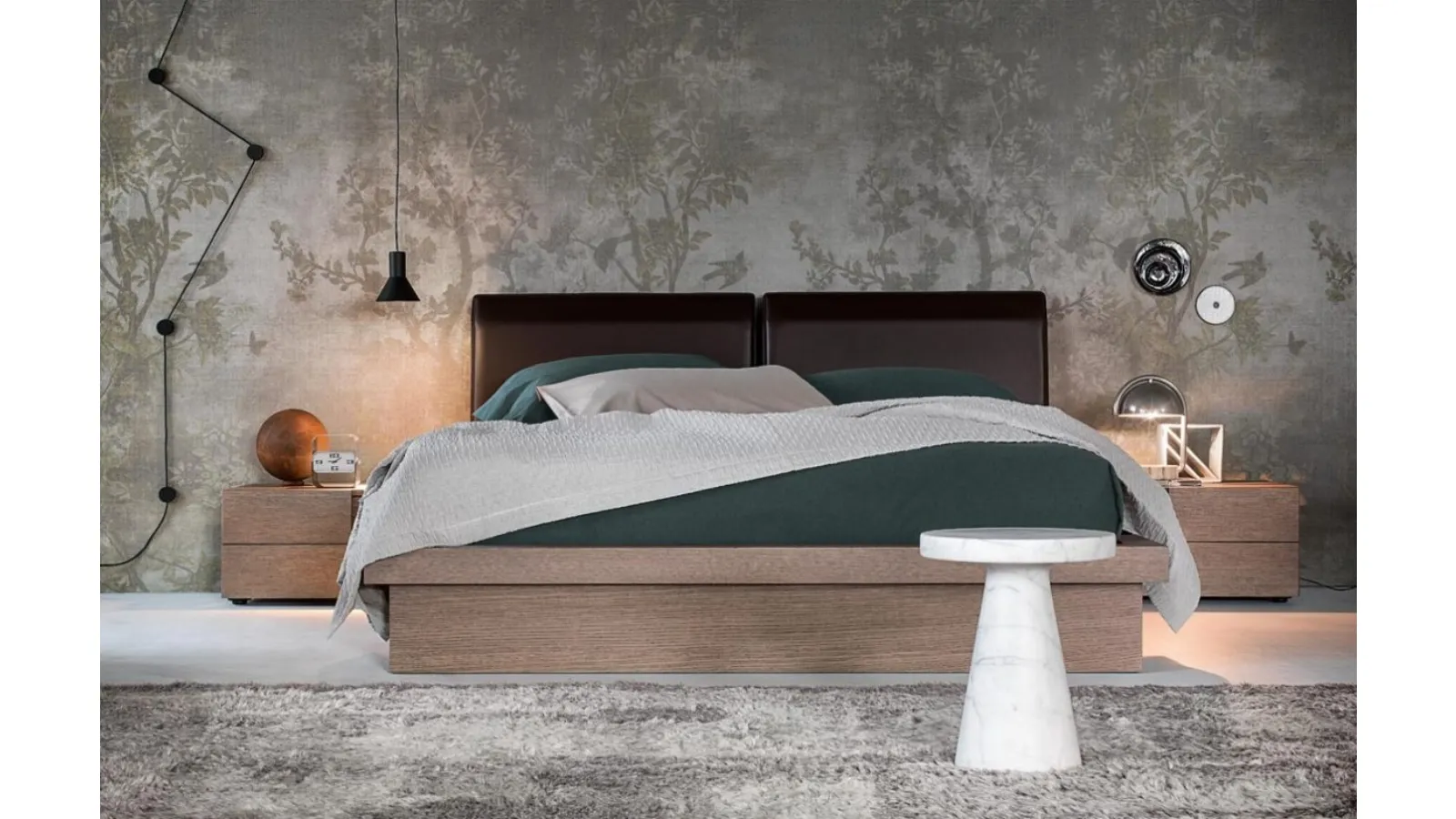 Bed with headboard and storage container Francis by Giellesse