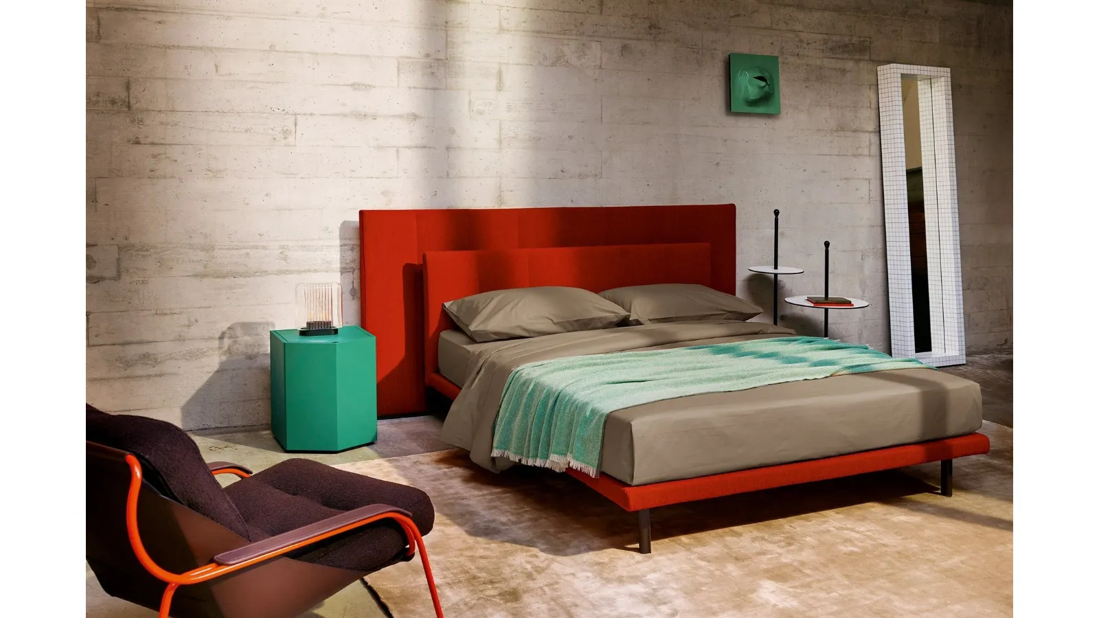 Bed with headboard Grangala by Zanotta