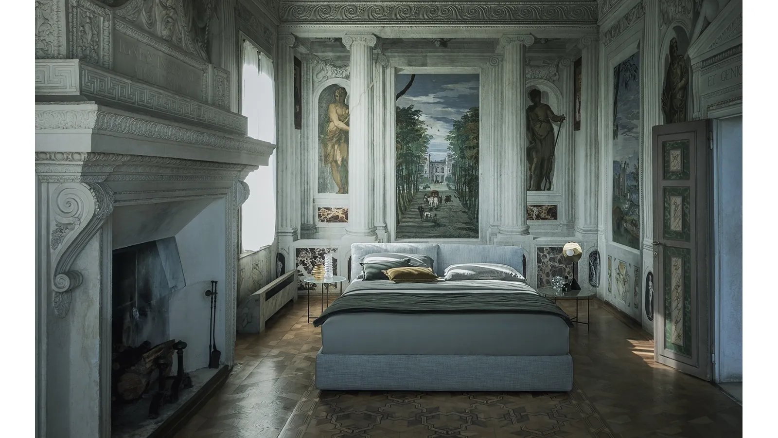 Double bed in fabric with adjustable headboard Hab by Desirèe