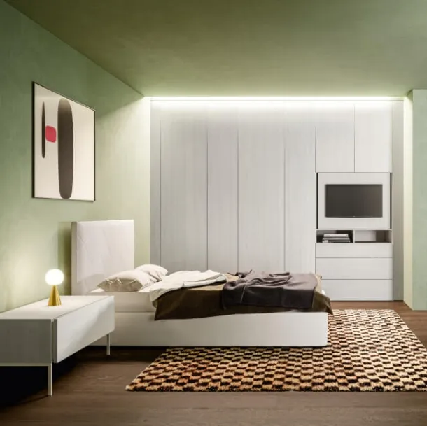 Bed with upholstered fabric headboard Icon Big by Zalf