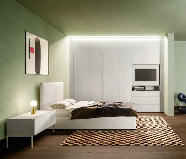Bed with upholstered fabric headboard Icon Big by Zalf