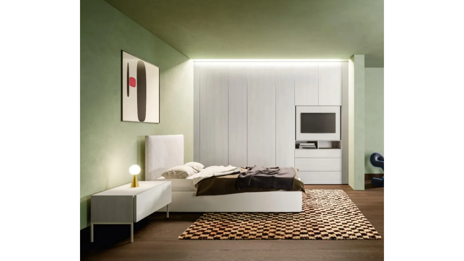 Bed with upholstered fabric headboard Icon Big by Zalf