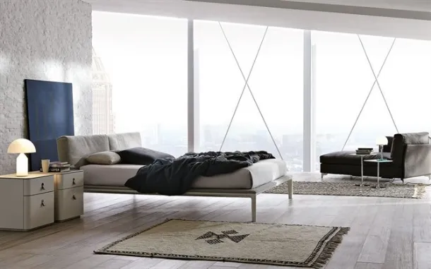 Fabric bed with clean and rigorous design Join by Alivar