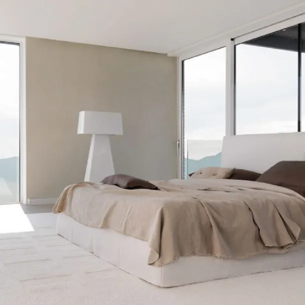 Upholstered fabric bed with Lov headboard by Desirèe