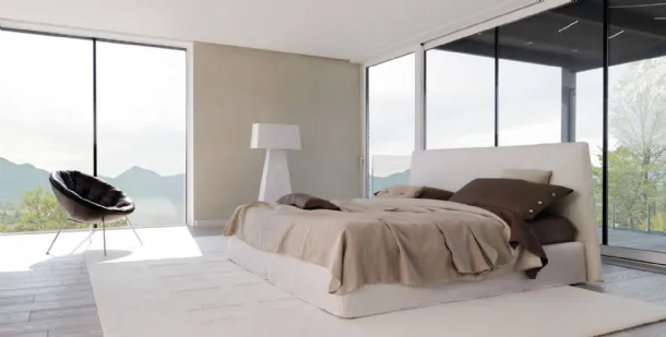 Upholstered fabric bed with Lov headboard by Desirèe