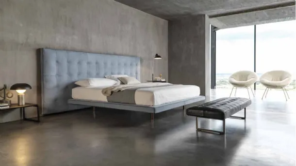 Double bed in fabric with a large Ludwig headboard by Desirèe
