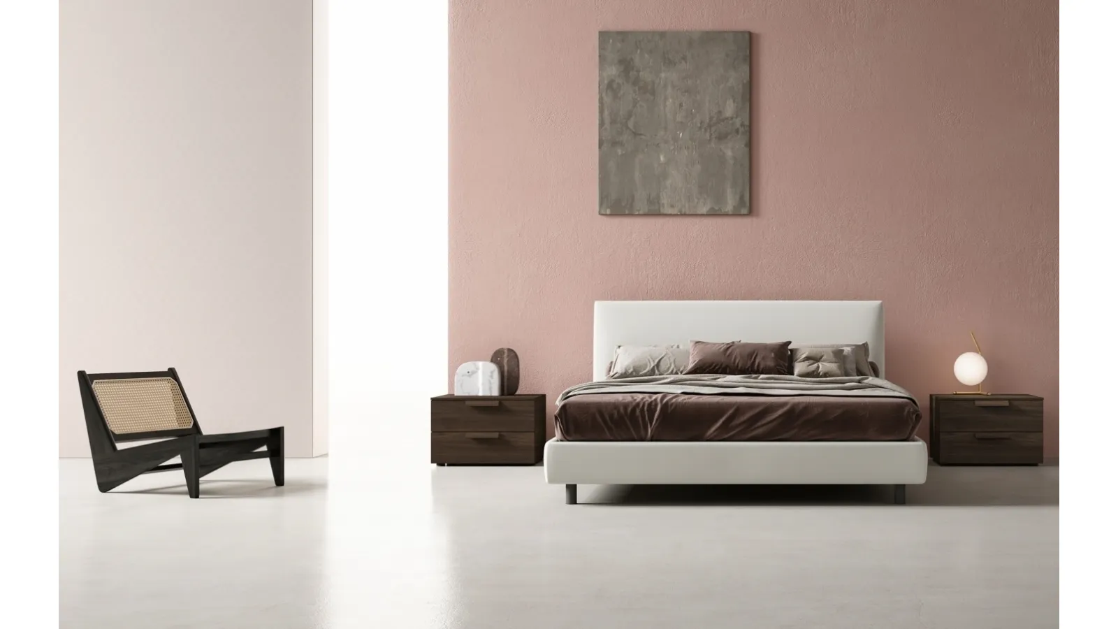 Fabric bed with Luk Small frame by Zalf