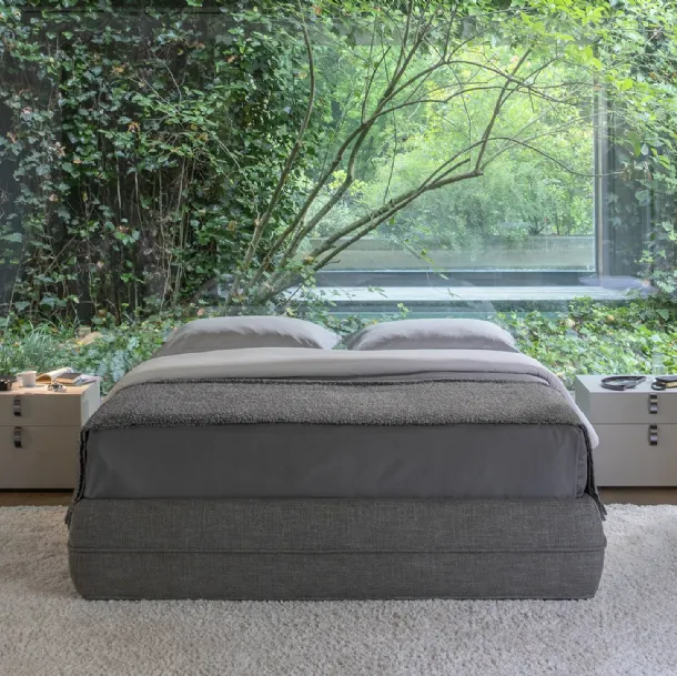 Mandarine Sommier fabric bed by Flou