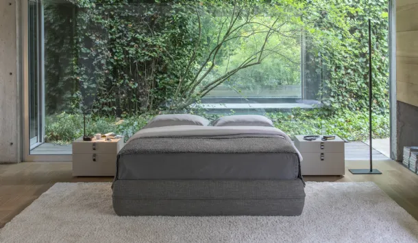 Mandarine Sommier fabric bed by Flou