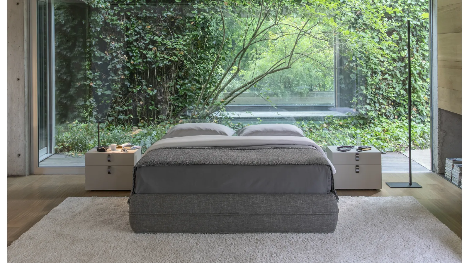 Mandarine Sommier fabric bed by Flou