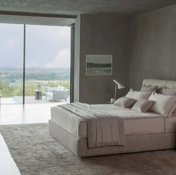 Fabric bed with My Place headboard by Flou