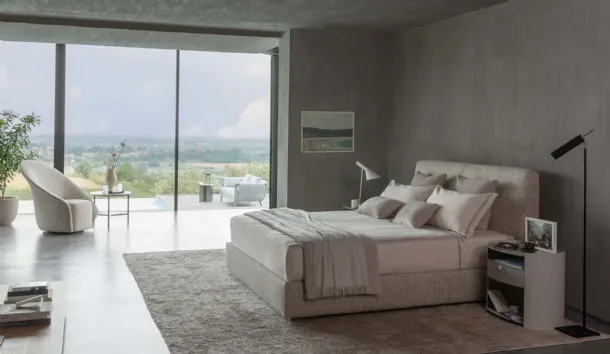 Fabric bed with My Place headboard by Flou