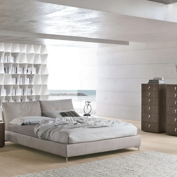 Leather bed with Oasis headboard by Alivar