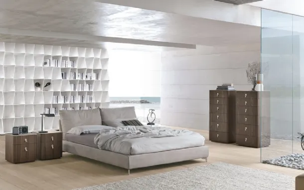 Leather bed with Oasis headboard by Alivar