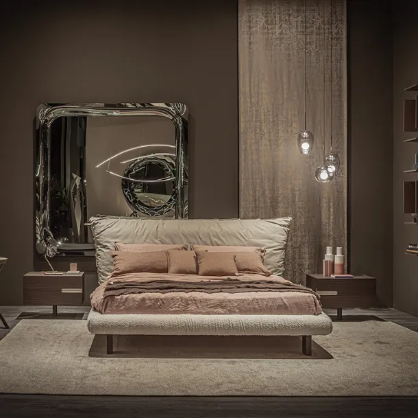 Pascal design bed in leather and fabric by Cattelan Italia