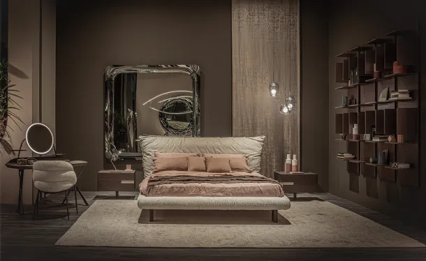 Pascal design bed in leather and fabric by Cattelan Italia